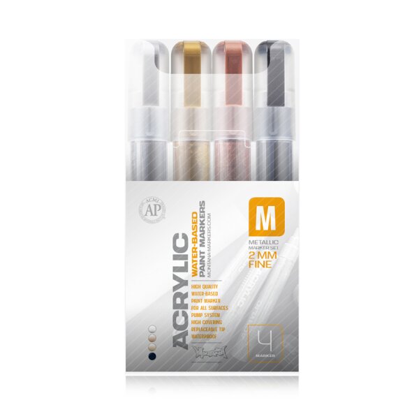 Montana Acrylic Marker Metallic Set Fein 2mm (4er Set)