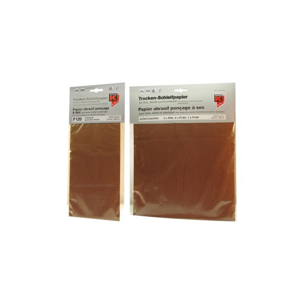 Auto-K Trocken-Schleifpapier-Set 2xP80 2xP120 1xP180 (115x280mm oder 230x280mm)